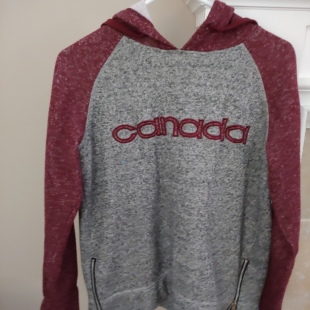 Fleece pullover sweatshirt with hoodie